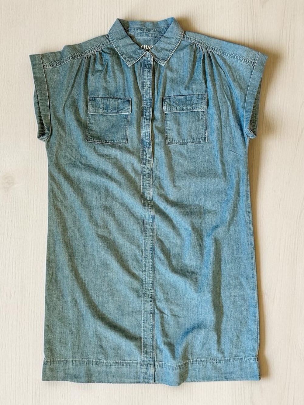Chaps Denim Blue Cotton Button-Front Dress Size L
